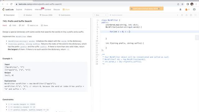 Prefix and Suffix Search | Leetcode 745 смотреть онлайн