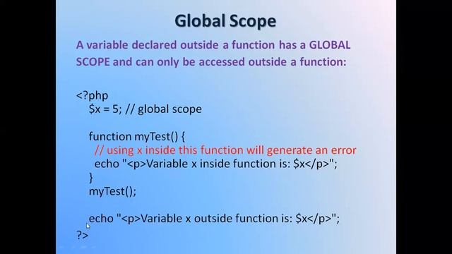 Q-8 Scope of Variable in PHP (Hindi Explanation) смотреть онлайн