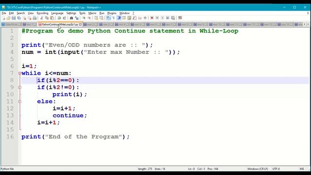 Python Continue Statement | Python While Loop| Python Transfer Statement| Python Jump Statement |#5 смотреть онлайн