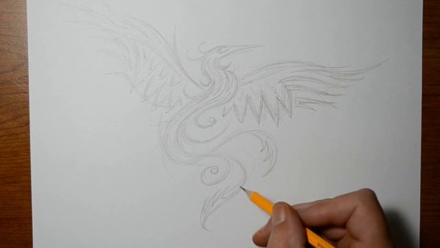 How to Draw a Phoenix Bird - Tribal Tattoo Design Style смотреть онлайн