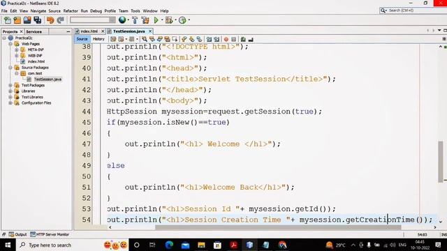 Java Practical 2-C | Create a servlet demonstrating the use of session creation and destruction. смотреть онлайн