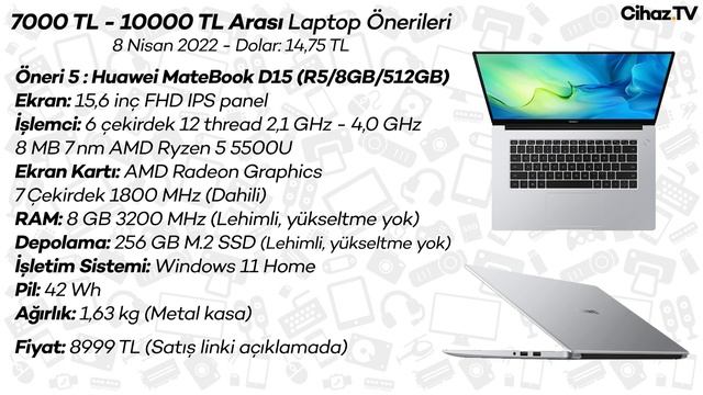 7000 TL - 10000 TL Arası En İyi Laptop Önerileri - Nisan 2022 смотреть онлайн