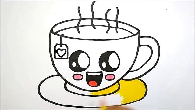 HOW TO DRAW A CUP OF TEA | DRAWING CUP OF COFFEE смотреть онлайн
