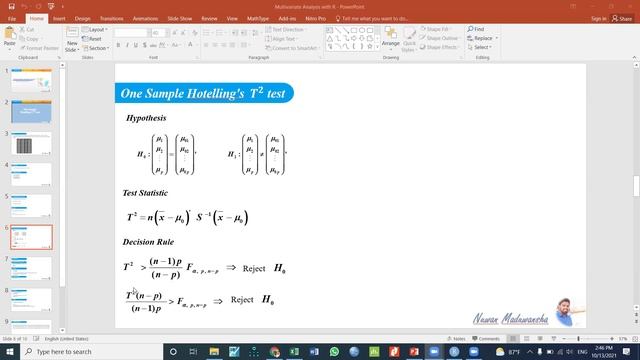One sample Hotelling's T2 test using R | R Studio Sinhala Tutorial | Data Analysis using R смотреть онлайн