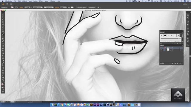 How to do Line art using Brush tool. Illustrator Tutorial. смотреть онлайн