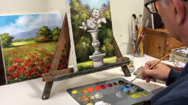 Pintando um vaso com flores e rosas no jardim. смотреть онлайн