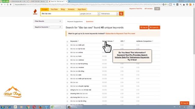 [NHẬT TOP SEO] Lựa chọn từ khóa với KeywordTool.io смотреть онлайн