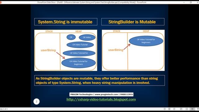 Difference between System String and System Text StringBuilder in arabic смотреть онлайн