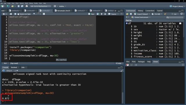 How to calculate the effect size for the one sample Wilcoxon test in R смотреть онлайн