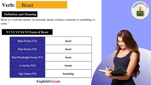 Beset V1 V2 V3 V4 V5 Base Form, Past Simple, Past Participle Form of Beset | Englishtivi.com смотреть онлайн