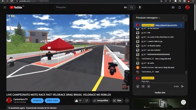 LIVE CAMPEONATO MOTO RACE FAST VELORACE DRAG BRASIL VELORACE NO ROBLOX смотреть онлайн
