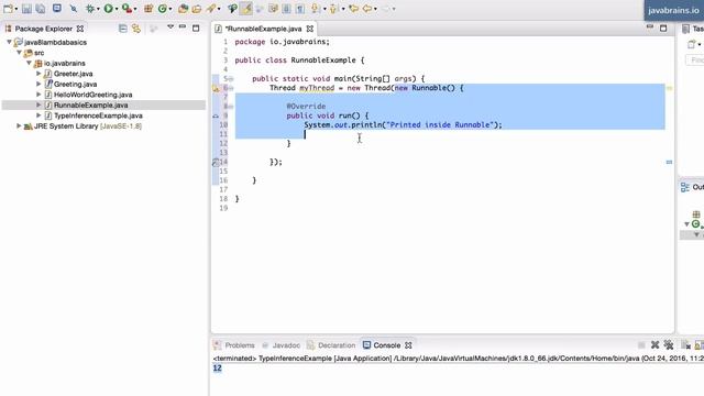 Java 8 Lambda Basics 11 - Runnable Using Lambdas смотреть онлайн
