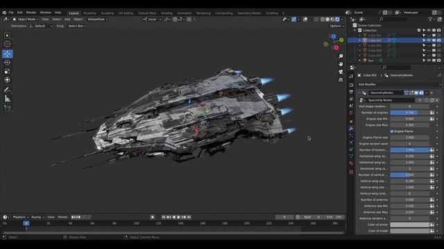 Spaceship Generator | Blender Procedural Geometry Node #geometrynodes #blender3d смотреть онлайн