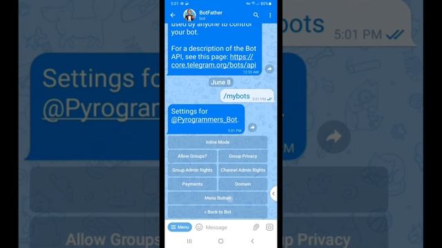 How to add web view in telegram bot menu without coding || Pyrogrammers смотреть онлайн