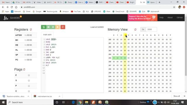 2. Addition of two 16 bit numbers (sim8085.com) смотреть онлайн
