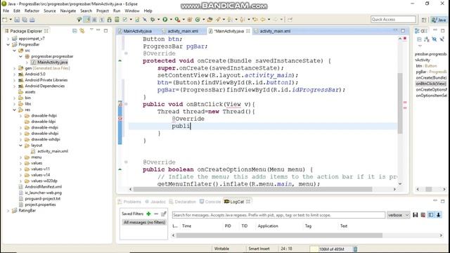 Create Android App using ProgressBar in eclipse смотреть онлайн