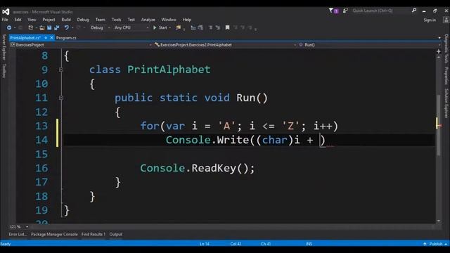 print alphabet in c# смотреть онлайн