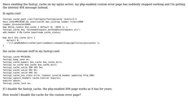 DevOps & SysAdmins: stopping fastcgi_cache for php-enabled custom error page (2 Solutions!!) смотреть онлайн