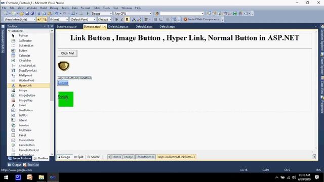 How to Use Button , Image Button , Link Button , Hyper Link in ASP.NET (Hindi) смотреть онлайн