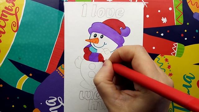 Drawing a snowman with sketch markers / Рисование снеговика скетч маркерами смотреть онлайн