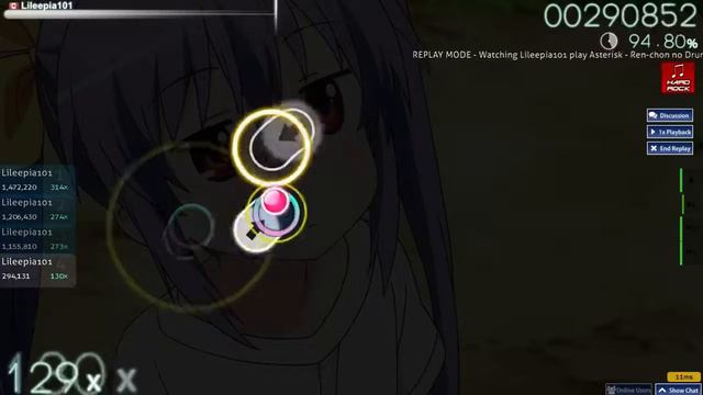 osu! - Asterisk - Ren-chon no Drum 'n' Bass [Insane] HR смотреть онлайн