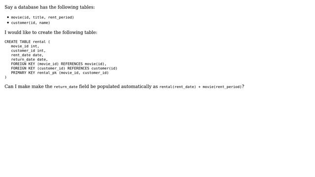 Create table with constraint based on another column смотреть онлайн