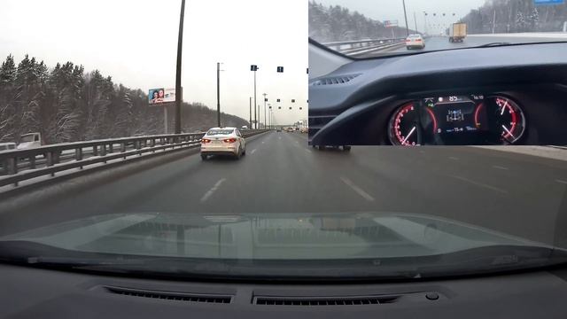 Работа полного привода и адаптивного круиза Тойота РАВ4 зимой. смотреть онлайн