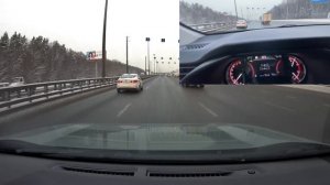 Работа полного привода и адаптивного круиза Тойота РАВ4 зимой.