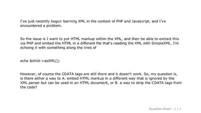 HTML : SimpleXML -- Strip CDATA Tags (or embed HTML markup in XML) смотреть онлайн
