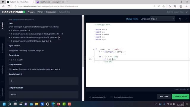 HackerRank Python No.2 If-Else print "Weird" and "Not Weird" смотреть онлайн