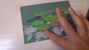 Легко и быстро — лотосы, кувшинки масляной пастелью А6 | Soft oil pastels mungyo