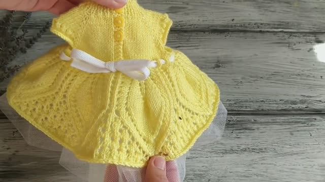 Вязание спицами - Ажурное платье для Зайки с стиле Тильда Часть 2. смотреть онлайн