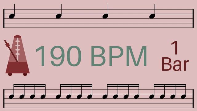 Metronome Click Track - 1 Bar Quarter to Sixteenth Notes 190 bpm - Smartronome смотреть онлайн