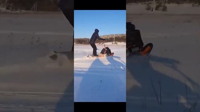 Самодельный мини-снегоход, испытания, первый выезд по снегу. смотреть онлайн