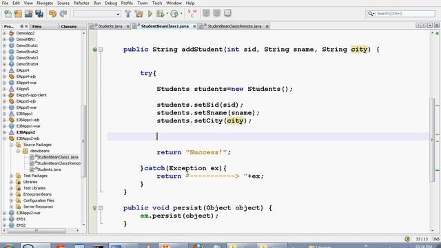 EJB Stateless Session Bean with Entity Bean смотреть онлайн