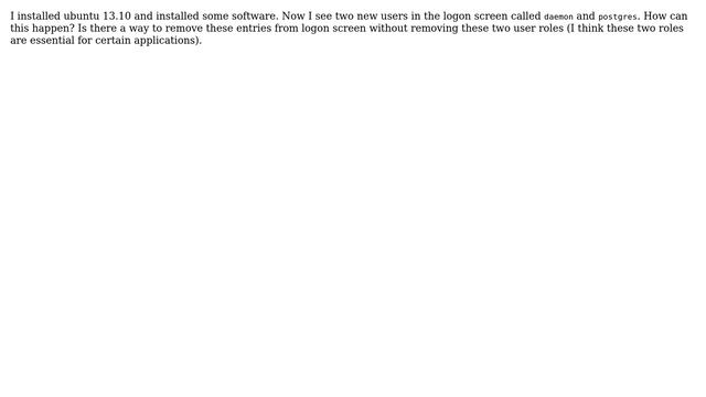Ubuntu: Remove postgresql and daemon user entries in Ubuntu Logon Screen смотреть онлайн