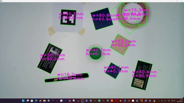 Demonstration of measuring objects using the ArUco marker and opencv смотреть онлайн
