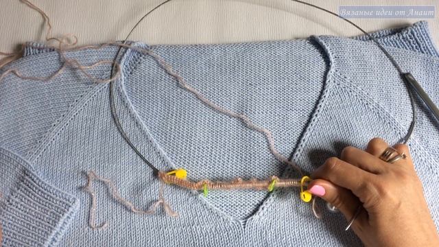 МК V-образная горловина реглан сверху | Джемпер спицами жеснкий смотреть онлайн