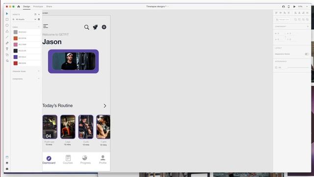 Fitness App UI Design in Adobe XD | Timelapse смотреть онлайн