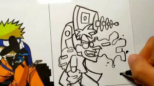 Drawing FRIDAY NIGHT FUNKIN' Pibby Annoying Orange/Naruto/Doof (FNF MOD)