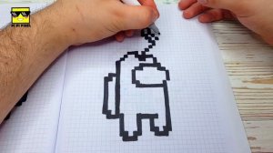 AMONG US •  КРАСНЫЙ ИМПОСТЕР С НОЖОМ  PIXEL ART - РИСУНКИ ПО КЛЕТОЧКАМ DRAW