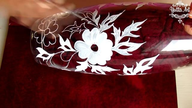 Имитация вышивки Ришелье. Мастер класс от Ютты Арт. Декор стеклянной вазы своими руками для новичко смотреть онлайн