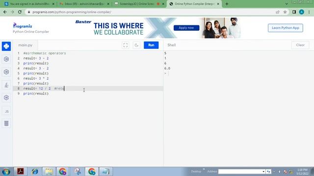 Airthematic operators in python смотреть онлайн