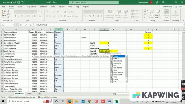 count Family in Excel #count #countifs #countif #countblank #counta смотреть онлайн