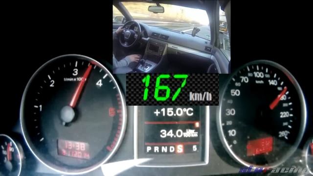 AUDI A4 B7 3.0TDI 0-100 & 100-200 & Vmax [265HP/495NM] 10hz GPS смотреть онлайн