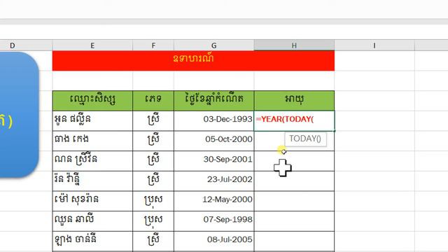 របៀបរកអាយុ ភាគ ១៦ - How to Find Age in Microsoft Excel 2019 смотреть онлайн