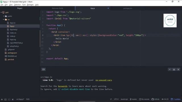 Material UI grid layout | Material UI React Js Tutorial смотреть онлайн