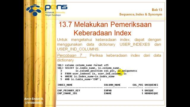 Praktikum 13 - Sequence, Index dan Synonym.flv смотреть онлайн