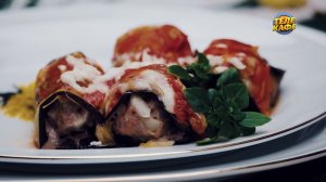 Рулетики из баклажанов с мясом