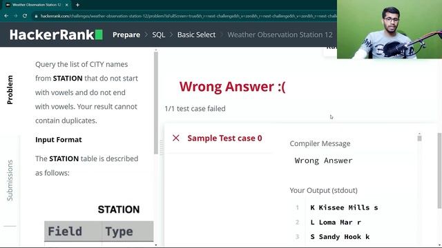 [Hindi] SQL Interview Questions | SQL Select, Where & in | HackerRank SQL | Weather Observation 12 смотреть онлайн